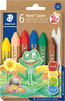 STAEDTLER Noris Junior 224 C6 - Crayones de cera gruesos para niños, 6 colores surtidos en caja de cartón.