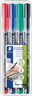STAEDTLER Lumocolor 317 WP4. Rotuladores de punta fina de colores. Estuche con 4 colores, M - 1.00mm
