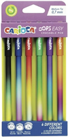 Carioca Bolígrafos borrables Oops Easy Colores Surtidos, Caja de 6 Bolígrafos Borrables con Tinta Termosensible, Aspecto colores degradados, Punta de Ø 0,7 mm, 6 piezas