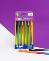 Carioca Bolígrafos borrables Oops Easy Colores Surtidos, Caja de 6 Bolígrafos Borrables con Tinta Termosensible, Aspecto colores degradados, Punta de Ø 0,7 mm, 6 piezas