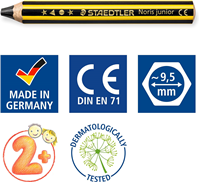 STAEDTLER Noris Junior 141-2B BK - Lápiz de grafito grueso para niños, graduación 2B. Presentación en blister.