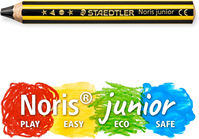 STAEDTLER Noris Junior 141-2B BK - Lápiz de grafito grueso para niños, graduación 2B. Presentación en blister.