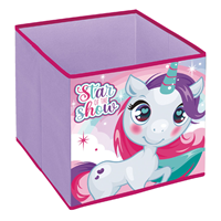 CONTENEDOR - ORGANIZADOR TEXTIL CON FORMA DE CUBO PLEGABLE DE 31X31X31CM DE UNICORNIO