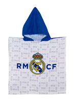 PONCHO DE MICROFIBRA CON CAPUCHA DE 50X100CM DE REAL MADRID CF