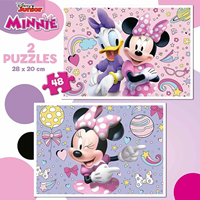 Educa - Minnie | Set de 2 puzzles infantiles con 48 piezas. Medida aproximada una vez montado: 28 x 20 cm. Compuesto por grandes piezas perfectamente acabadas. Recomendados a partir de 4 años