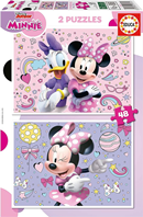 Educa - Minnie | Set de 2 puzzles infantiles con 48 piezas. Medida aproximada una vez montado: 28 x 20 cm. Compuesto por grandes piezas perfectamente acabadas. Recomendados a partir de 4 años