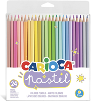 CARIOCA Lápices Pastel | Set Lápices de Colores PASTEL hexagonales, Lápices de Madera con Mina Resistente, para NIños y Adultos, Colores Surtidos 24 Uds