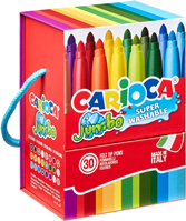 CARIOCA Rotuladores Jumbo Punta Maxi | Caja premium con asa de 30 rotuladores superlavables y con gran cobertura | Colores surtidos | Punta Ø 6 mm | 30 piezas