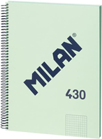 MILAN® Cuaderno A4 con tapa dura, cuadrícula 5x5mm, 80 hojas, papel de 95 gr/m², serie 1918, verde