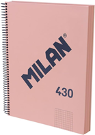 MILAN® Cuaderno A4 con tapa dura, papel cuadriculado (5 x 5 mm), 120 hojas de 95 gr/m², colección goma 430, rosa
