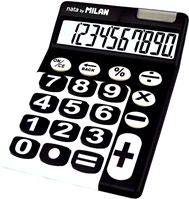 Milan 150610KBL - Calculadora de sobremesa, 10 dígitos, color negro y blanco