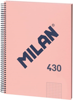 MILAN® Cuaderno A4 con tapa dura, cuadrícula 5x5mm, 80 hojas, papel de 95 gr/m², serie 1918, rosa