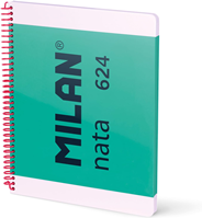 MILAN® Cuaderno A4 con espiral y tapa dura, papel cuadriculado, 80 hojas nata®, verde