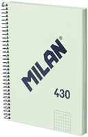 MILAN® Cuaderno A5 con tapa dura, cuadrícula 5 x 5 mm, 80 hojas de 95 gr/m², colección 430, verde