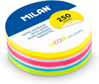 MILAN® Bloc 250 notas adhesivas removibles redondas, colores neón Ø 67mm