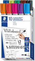 STAEDTLER 351 B10 Lumocolor Whiteboard Marker. Estuche de cartón con 10 marcadores para pizarra blanca, colores surtidos