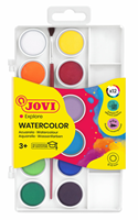 ACUARELAS Estuche 12 Pastillas 22 mm Colores Surtidos + Pincel Jovi