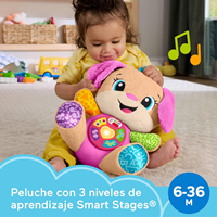 Fisher-Price Laugh & Learn Perrita con Smart Stages Peluche musical de aprendizaje con Smart Stages para bebés a partir de 6 meses, versión multilingüe: Español, Inglés, JFD35