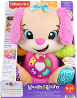 Fisher-Price Laugh & Learn Perrita con Smart Stages Peluche musical de aprendizaje con Smart Stages para bebés a partir de 6 meses, versión multilingüe: Español, Inglés, JFD35