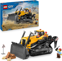 LEGO City Buldócer Amarillo - Vehículo de Obra de Juguete para Construir - 3 Minifiguras, Walkie-Talkie, Herramientas y Señales de Tráfico - Regalo de Cumpleaños para Niños de 8+ Años 60466