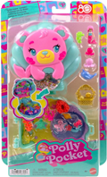 Polly Pocket Isla Purpurina Estuche Conjunto de juego con muñecos, juguete de viaje con una muñequita de sirena, mascotas del océano y accesorios temáticos, JCB16