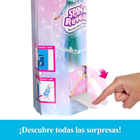 Mattel Disney Frozen Spin & Reveal Elsa Conjunto de muñeca de moda, con 11 sorpresas, incluidos 5 accesorios, 5 pegatinas y una escena de juego, inspirado en la película de Disney, JBG59