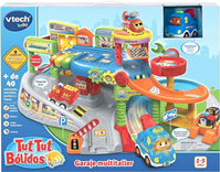 VTech - Garaje multitaller TutTut Bólidos, Playset y Pista de Juguete, Incluye Coche Capicúa la grúa, Circuito Interactivo, Versión ESP