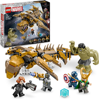 LEGO 76290 Marvel Vengadores vs. Leviatán Juguete de Superhéroes, Figura de Hulk y Minifiguras de Loki, Capitán América, Viuda Negra y Chitauri 